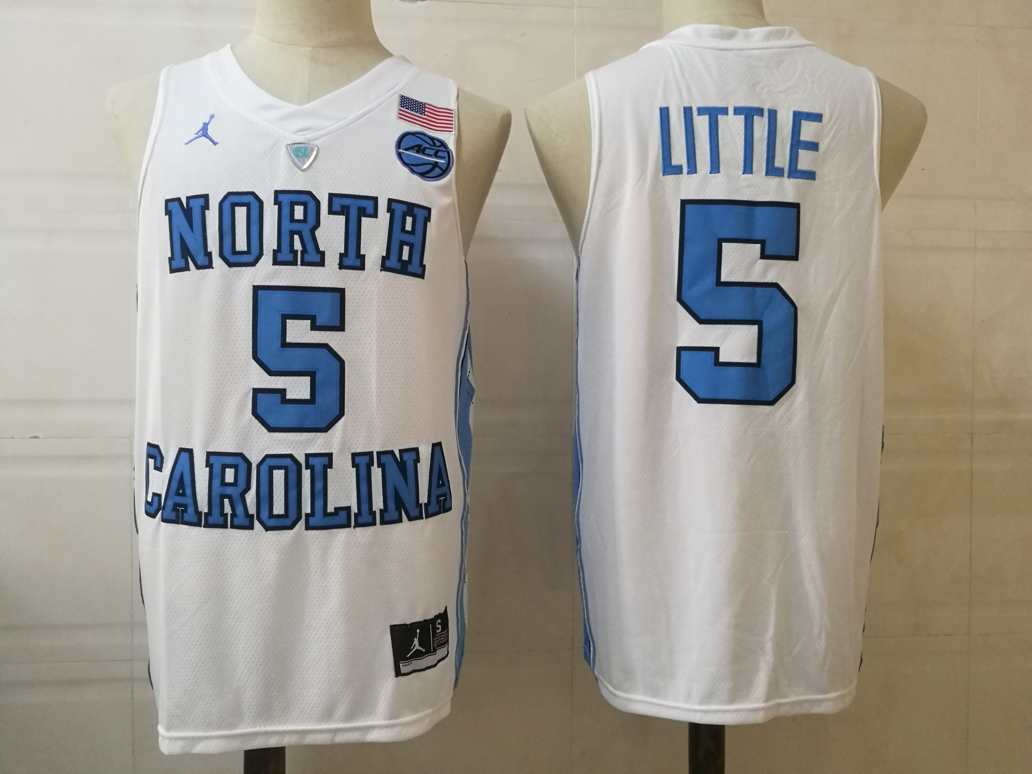 Men North Carolina Tar Heels #5 Little White 2025 NCAA Jersey->ncaa teams->NCAA Jersey